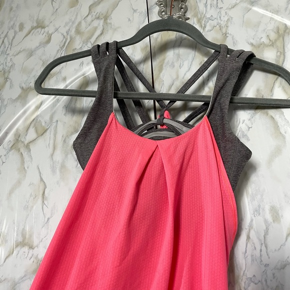 Lululemon 4 Nouveau limits tank flash light pink coral gray activewear yoga bra - Picture 6 of 12